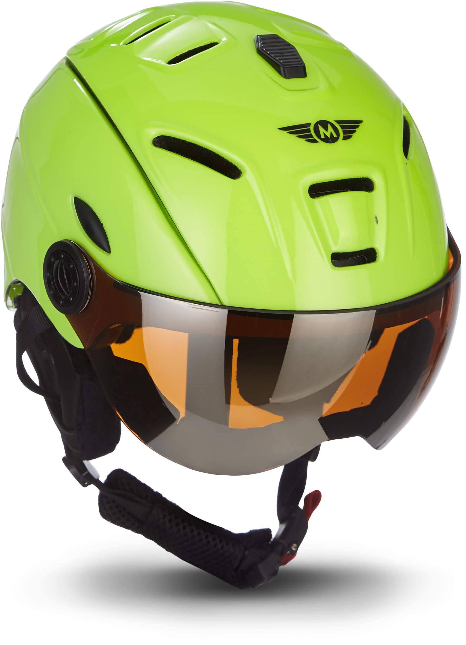 MOTO Helmets K96 · Ski-Helm Snowboard · Damen & Herren · EN-1077 Zertifiziert (Neon, M (55-58cm)) von Moto Helmets