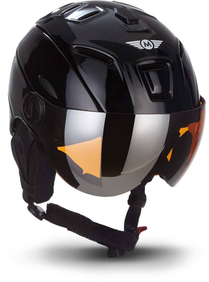 MOTO Helmets K96 · Ski-Helm Snowboard · Damen & Herren · EN-1077 Zertifiziert (Black, M (55-58cm)) von Moto Helmets