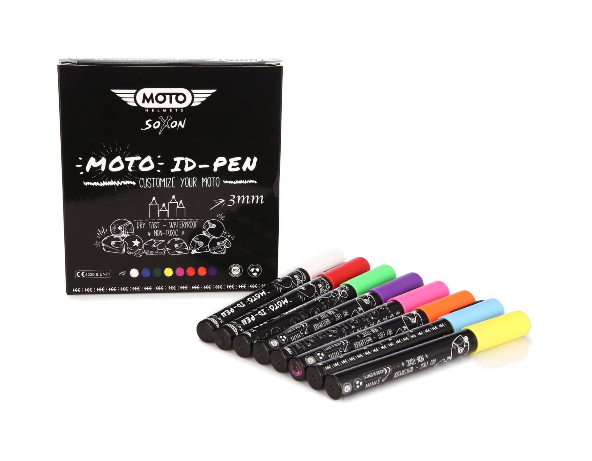 MOTO · MID-Pen „SET“ - HELM selbst GESTALTEN - Wasserfest & Einfache Umsetzung - JET-Helm Motorrad-Helm Roller-Helm - Fiberglas Carbon ABS - Retro Vintage Design (SET, 6mm) von Moto Helmets