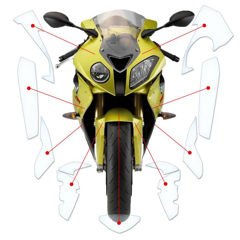 Steinschlag Lackschutzfolie Kratzschutz Transparent geeignet für BMW S1000RR 2009-2014 von Moto Screenies