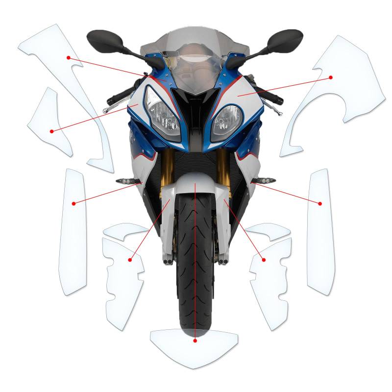 Steinschlag Lackschutzfolie Kratzschutz Transparent geeignet für BMW S1000RR 2015-2018 von Moto Screenies