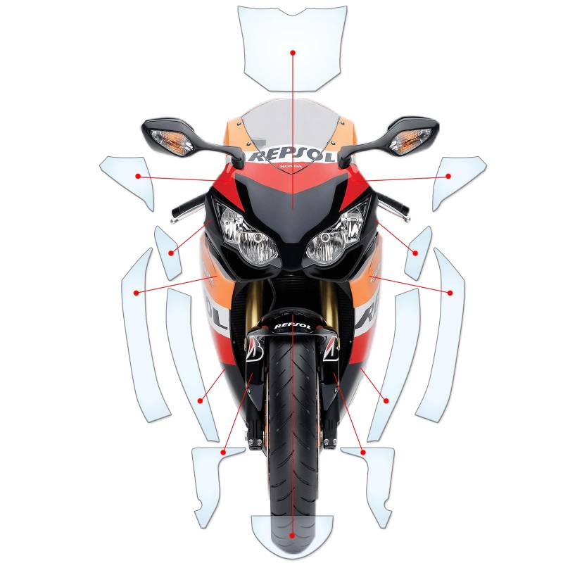 Steinschlag Lackschutzfolie Kratzschutz Transparent geeignet für Honda CBR1000RR SC59 2008-2011 von Moto Screenies