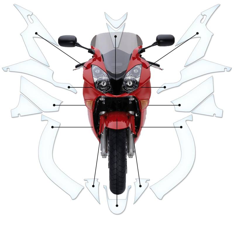 Steinschlag Lackschutzfolie Kratzschutz Transparent geeignet für Honda VFR800 / Interceptor 2002-2013 von Moto Screenies