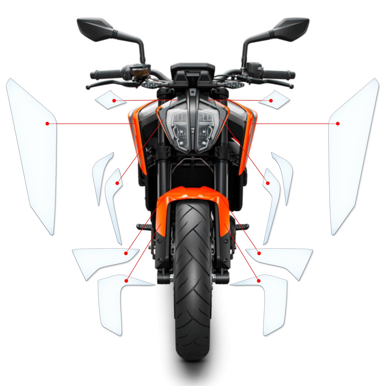 Steinschlag Lackschutzfolie Kratzschutz Transparent geeignet für KTM Duke 790 2018+ von Moto Screenies
