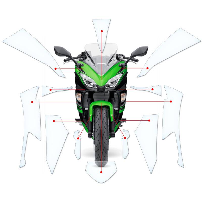 Steinschlag Lackschutzfolie Kratzschutz Transparent geeignet für Kawasaki Ninja 650 2017+ von Moto Screenies