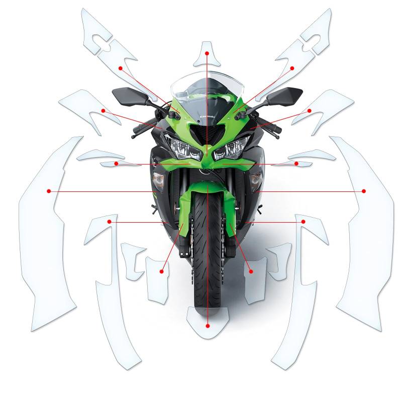 Steinschlag Lackschutzfolie Kratzschutz Transparent geeignet für Kawasaki ZX6R 636 2019+ von Moto Screenies