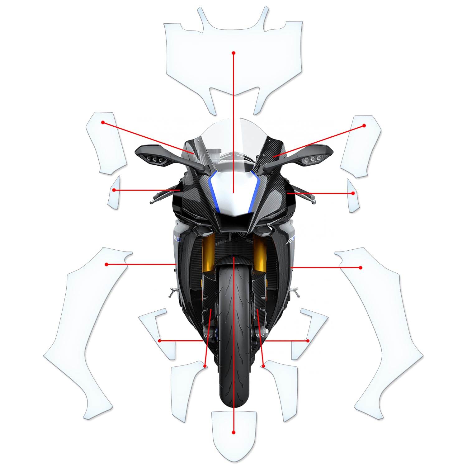 Steinschlag Lackschutzfolie Kratzschutz Transparent geeignet für Yamaha YZF-R1M 2020+ Steinschlag Lackschutzfolie Kratzschutz Transparent geeignet für Yamaha YZF-R1M 2020+ von Moto Screenies