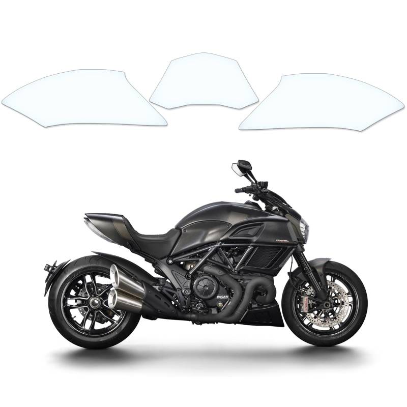 Tankschutzfolie Lackschutz Tankpad Transparent geeignet für Ducati Diavel Strada 2011-2018 von Moto Screenies