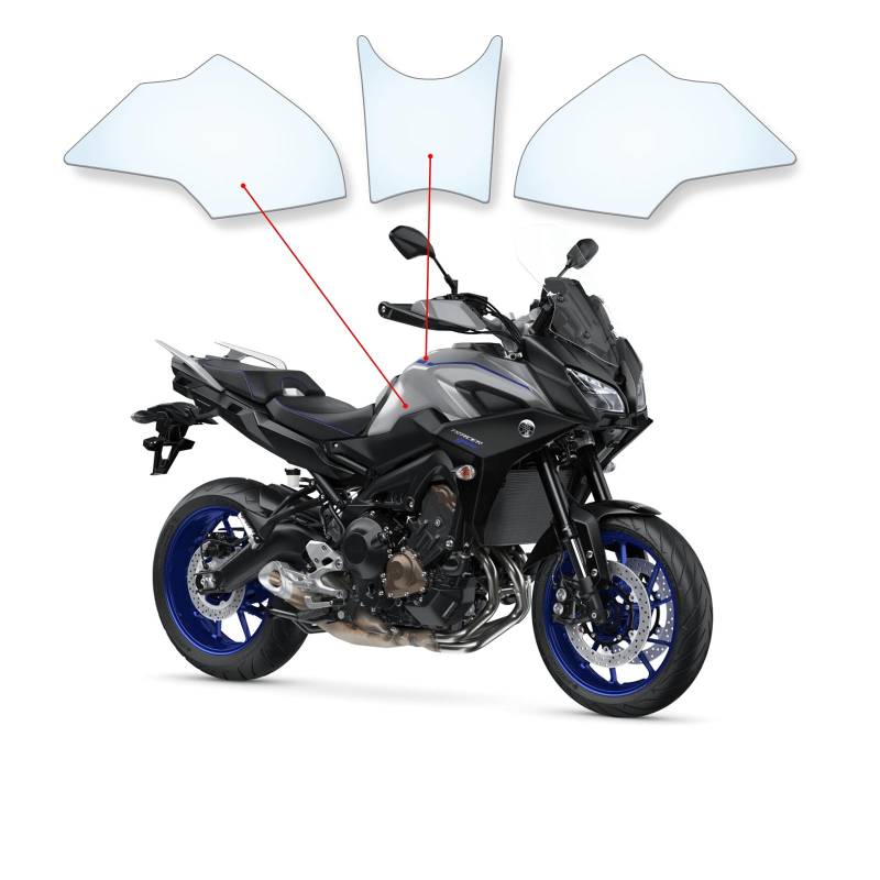 Tankschutzfolie Lackschutz Tankpad Transparent geeignet für Yamaha MT09 Tracer 2019 von Moto Screenies
