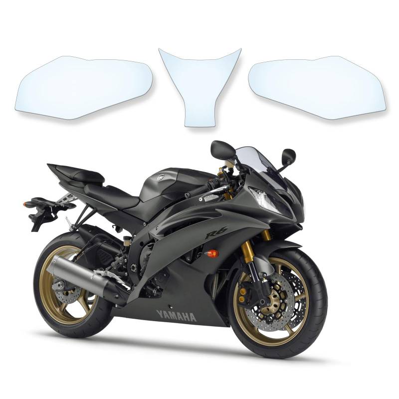 Tankschutzfolie Lackschutz Tankpad Transparent geeignet für Yamaha YZF R6 RJ15 2008-2016 von Moto Screenies