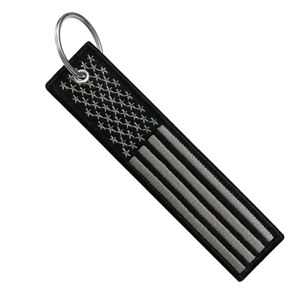 Flagge Schlüsselanhänger Anhänger mit Schlüsselring EDC für Motorrad, Roller, Auto und Geschenke, USA (Black-Out) von MotoLoot
