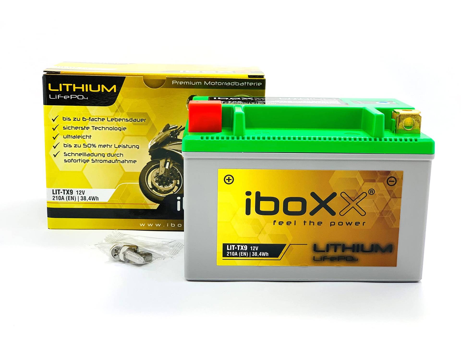 Lithium Ionen LiFePo4 Batterie 12V YTX9-BS HJTX9-FP kompatibel mit KTM Duke 390 ABS 2013-2015 von MotoX-treme