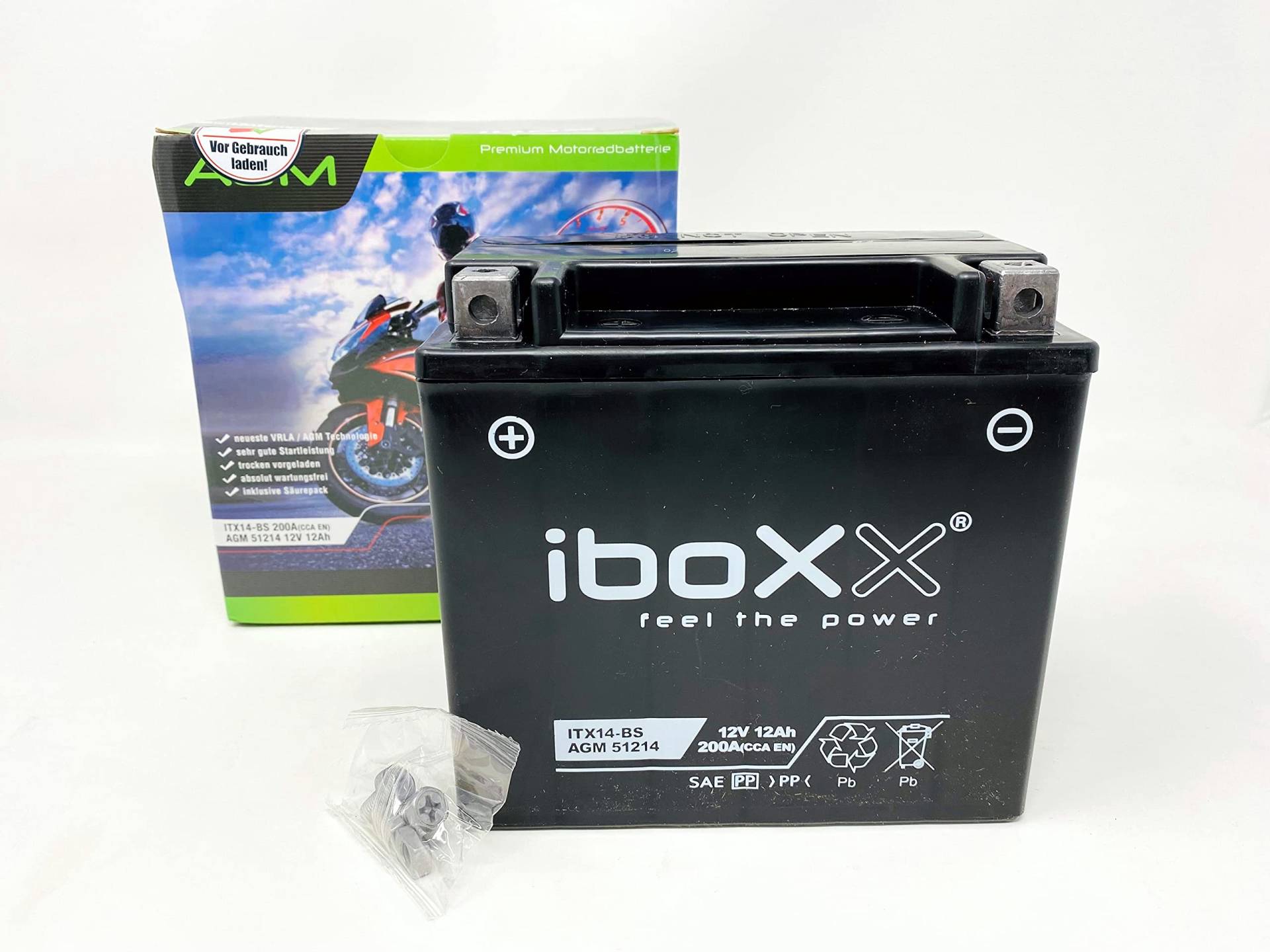 Motorrad Batterie YTX14-BS kompatibel mit Piaggio MP3 350 Business ABS 2018 von MotoX-treme