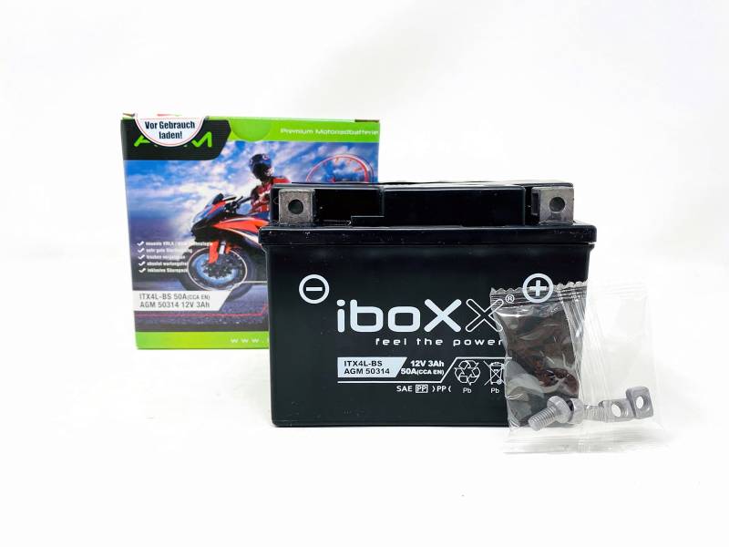Motorrad Batterie YTX4L-BS kompatibel mit SMC/Barossa Urban 50 UR5 E 2009-2017 von MotoX-treme