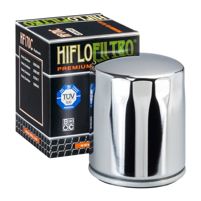 Ölfilter Chrom HifloFilter HF170C Harley Davidson Sportster / Classic / Softail von Motocar