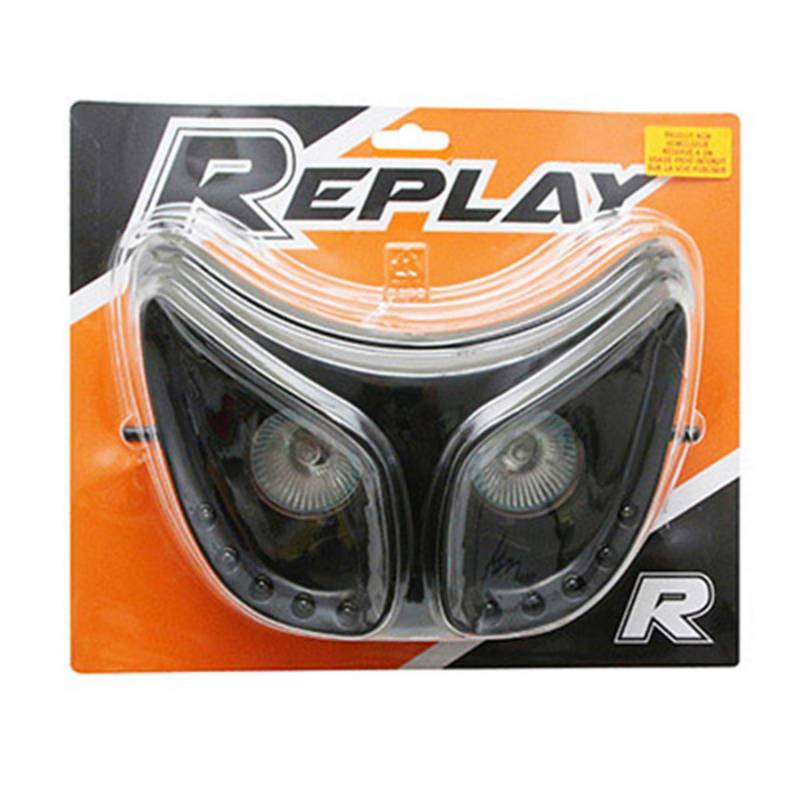 Motodak Double Optical Replay RR8 für Derbi 50 Senda schwarz mit weißen LEDs von Motodak