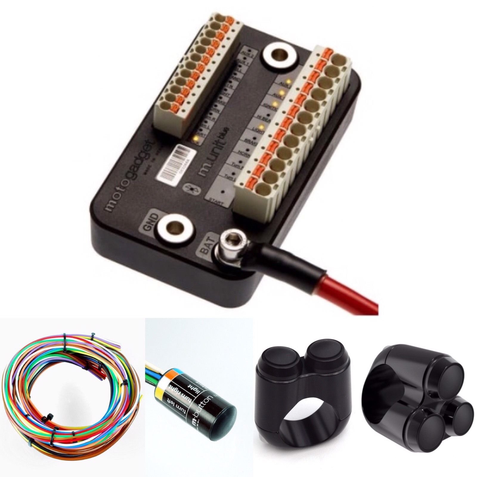 Motogadget mg4002040 – M-Unit blau Digitale Steuereinheit Builders Pack mit m-button, Kabel-Kit, motone 2-Tasten und 3-Button-Switches für 2,5 cm Bars Motogadget mg4002040 – M-Unit blau Digitale Steuereinheit Builders Pack mit m-button, Kabel-Kit, motone 2-Tasten und 3-Button-Switches für 2,5 cm Bars von Motogadget