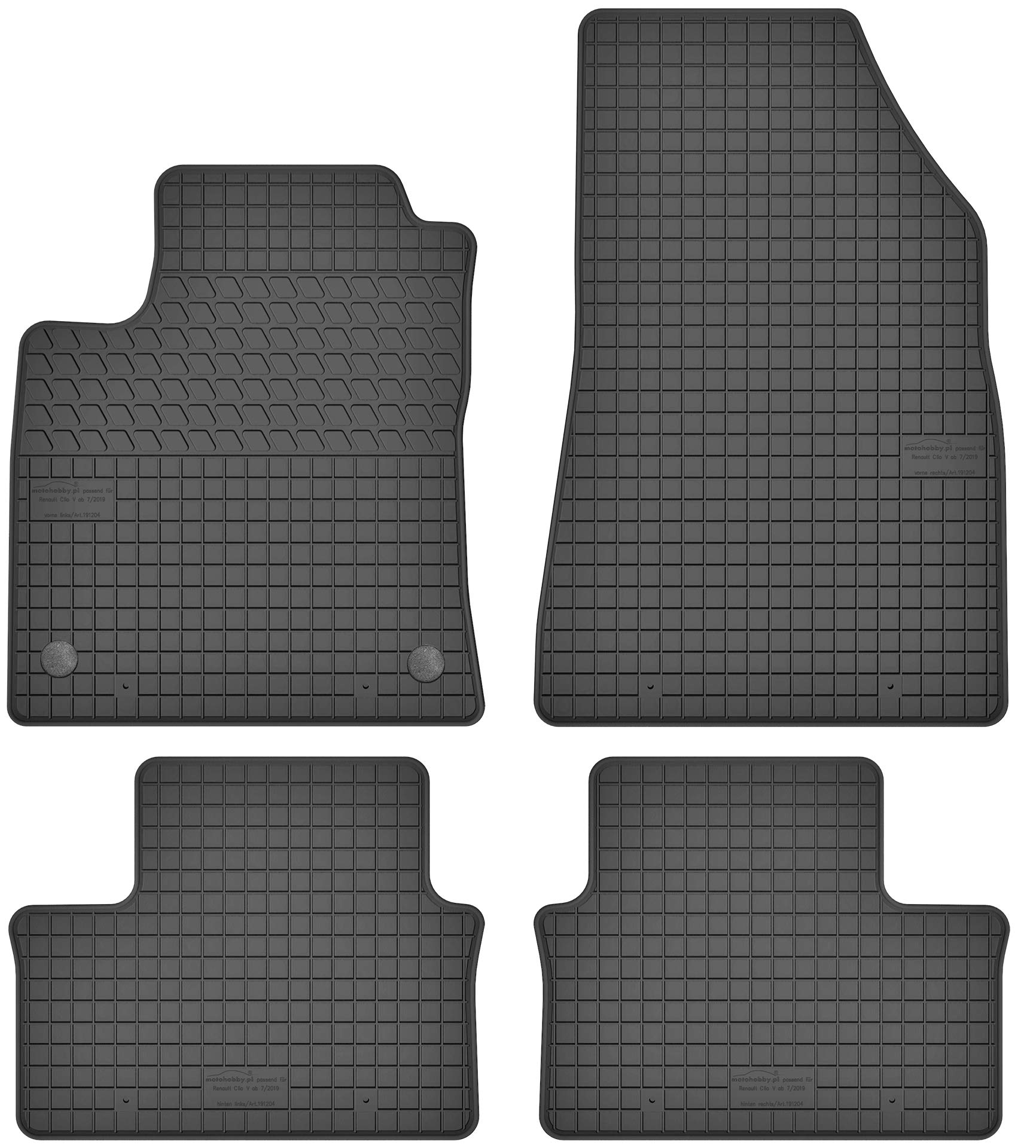 Gummimatten Gummi Fußmatten Satz für Renault Clio V/Mitsubishi COLT VII - Passgenau von Motohobby