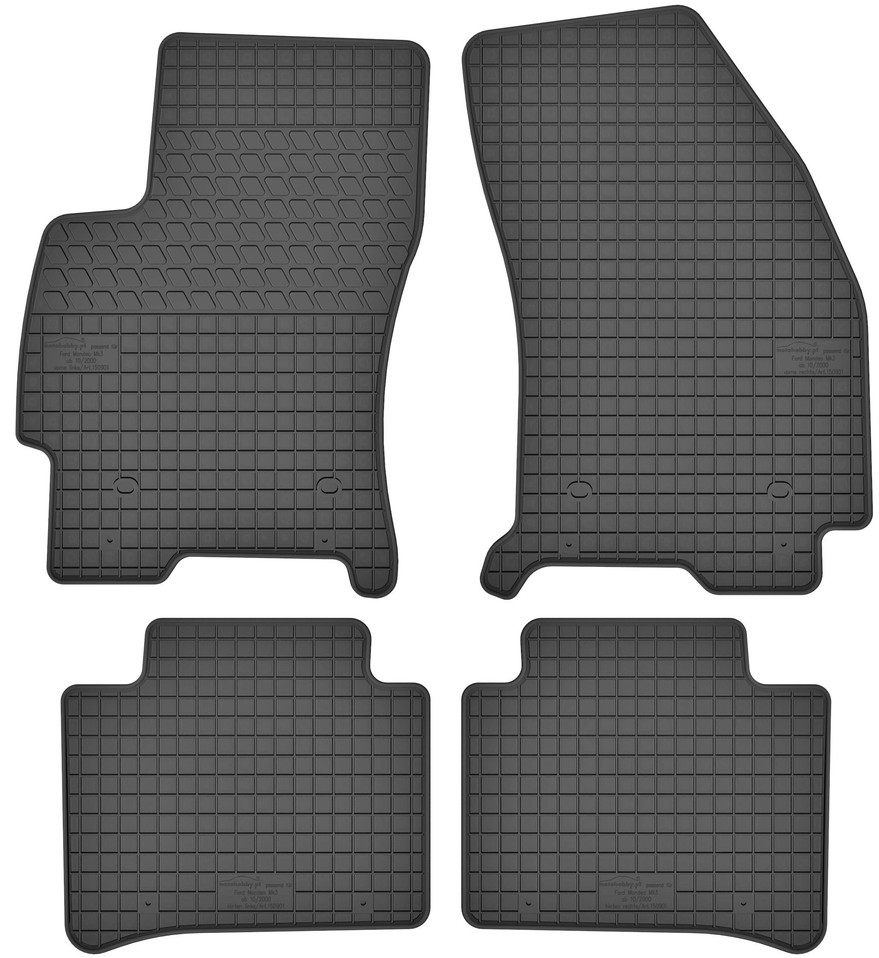 Gummimatten Gummi Fußmatten Satz für Ford Mondeo MK3 (2000-2007) - Passgenau von Motohobby