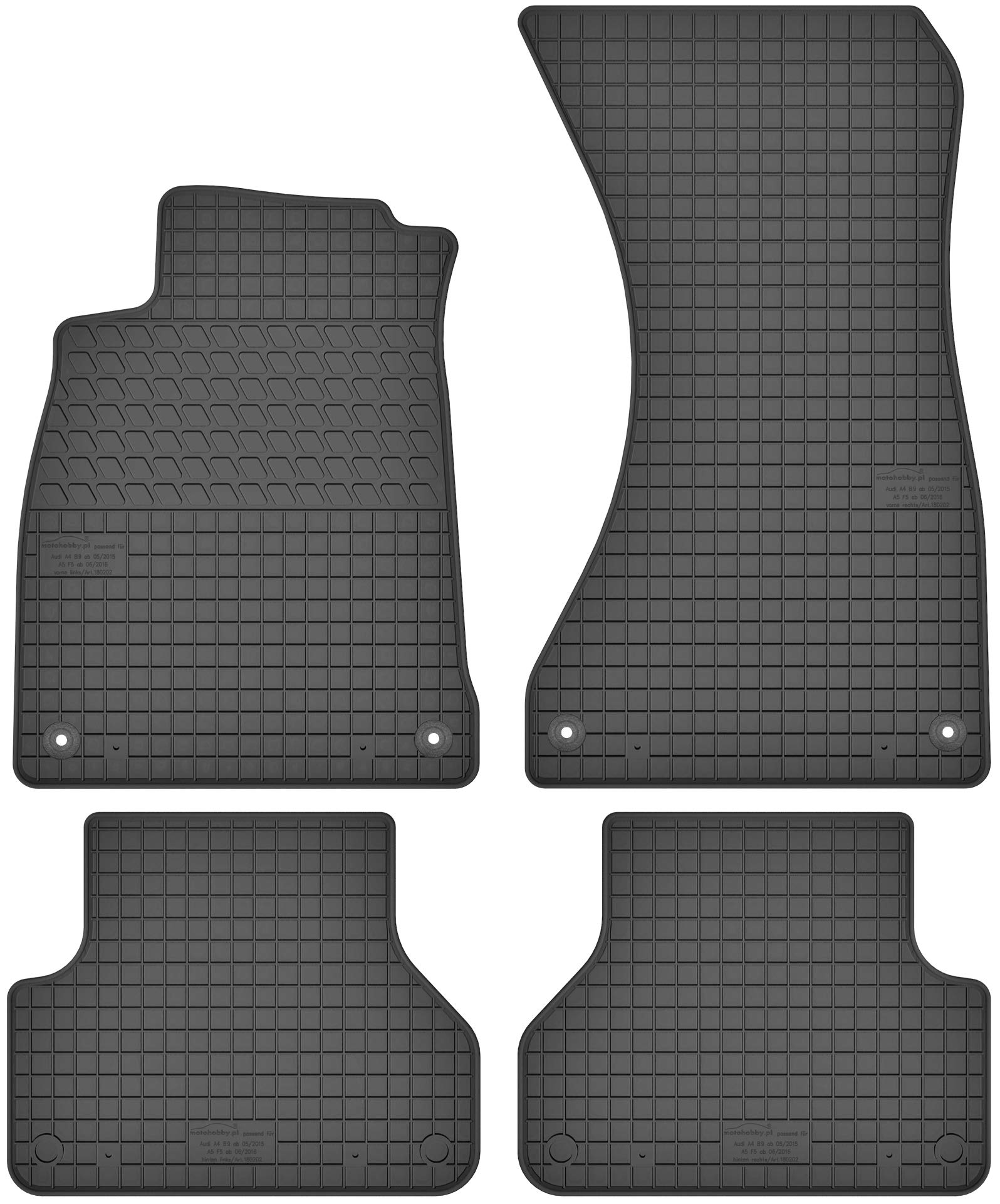 Motohobby Gummimatten Gummi Fußmatten Satz für Audi A4 B9 / A5 F5 (ab 2015) - Passgenau von Motohobby