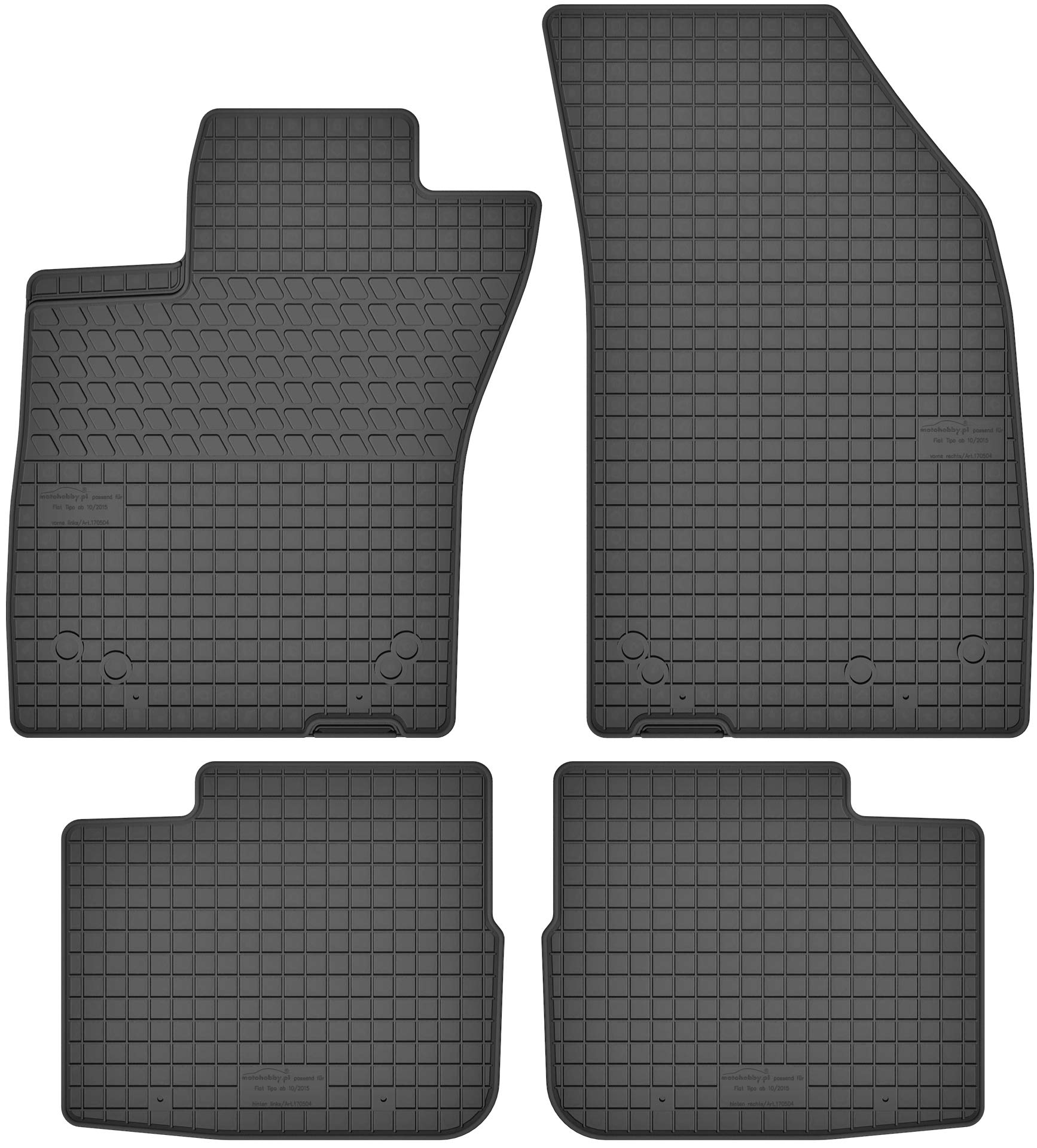 Gummimatten Gummi Fußmatten Satz für FIAT Tipo II Sedan/Hatchback/Kombi (ab 2015) - Passgenau von Motohobby