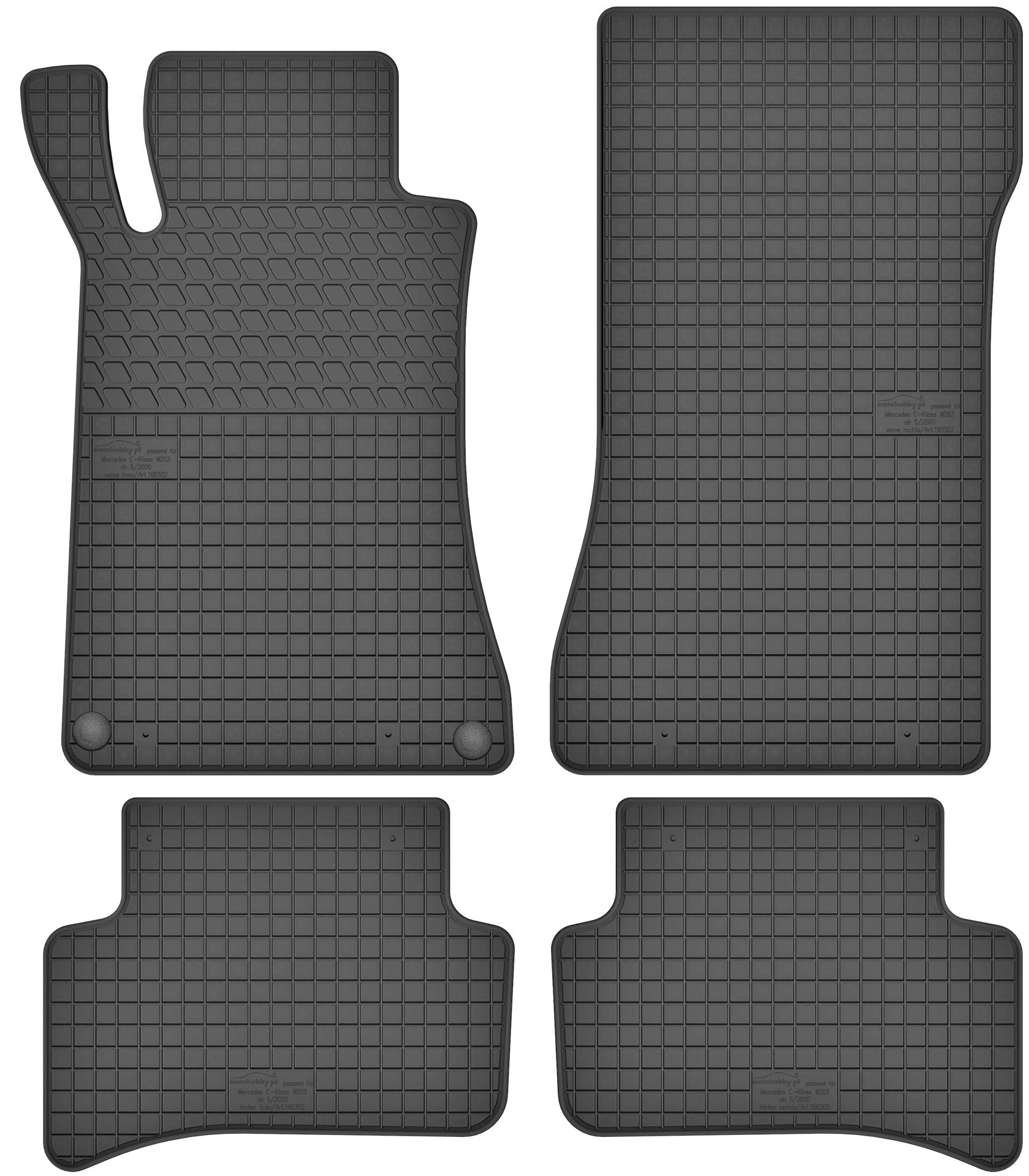 Motohobby Gummi-Fußmatten-Set für Mercedes-Benz C-Klasse W203 (2000–2006) – perfekte Passform von Motohobby