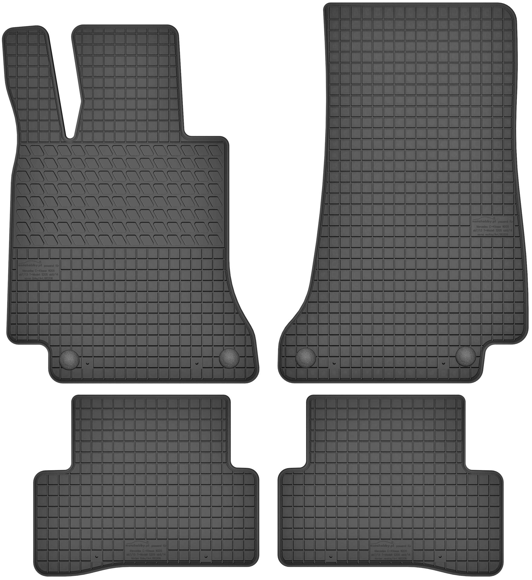 Gummimatten Gummi Fußmatten Satz für Mercedes-Benz C-Klasse W205 (ab 2014) - Passgenau von Motohobby