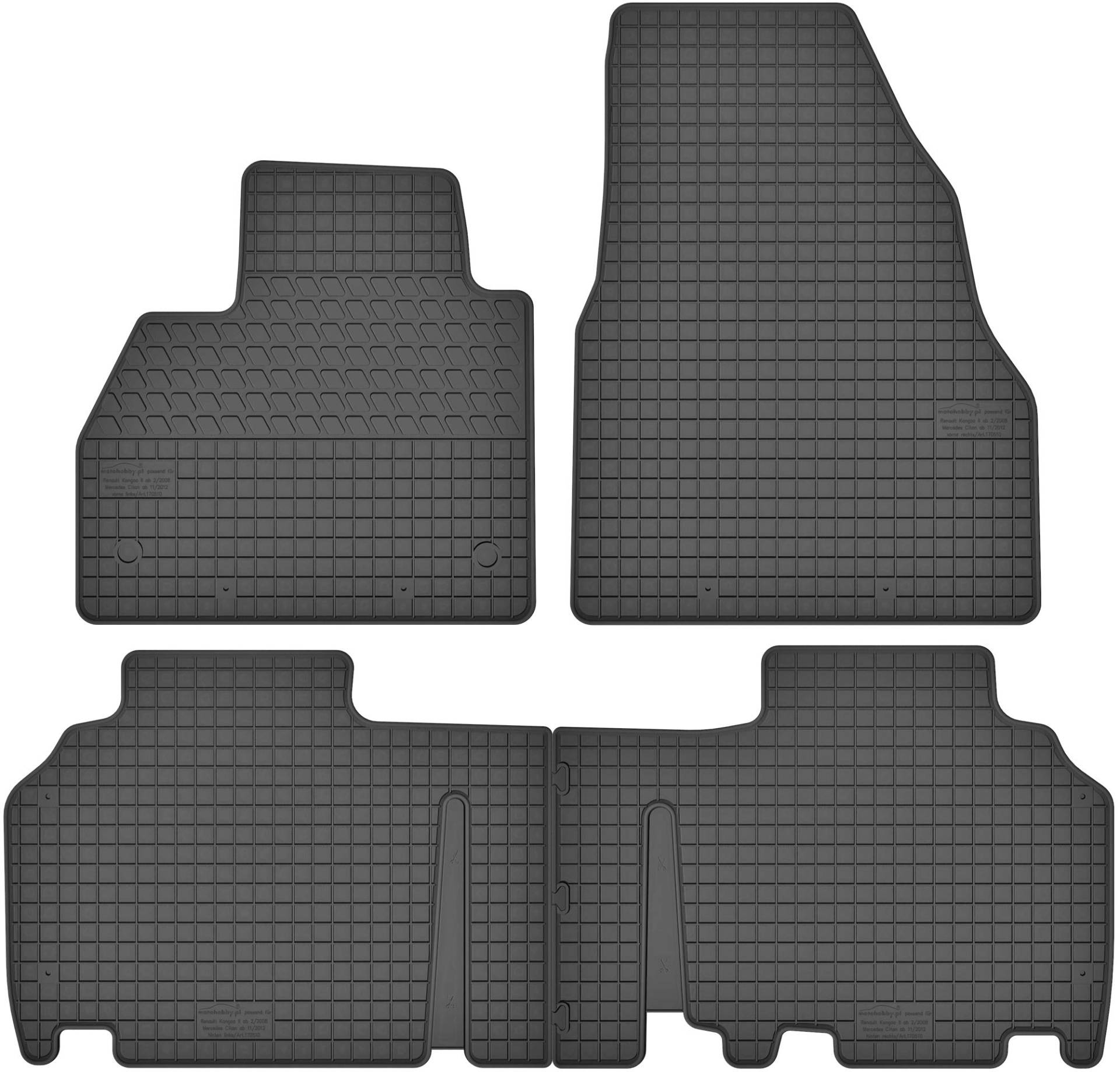 Gummimatten Gummi Fußmatten Satz für Mercedes-Benz Citan W415 (ab 2012) / Renault Kangoo II (ab 2008) - Passgenau von Motohobby