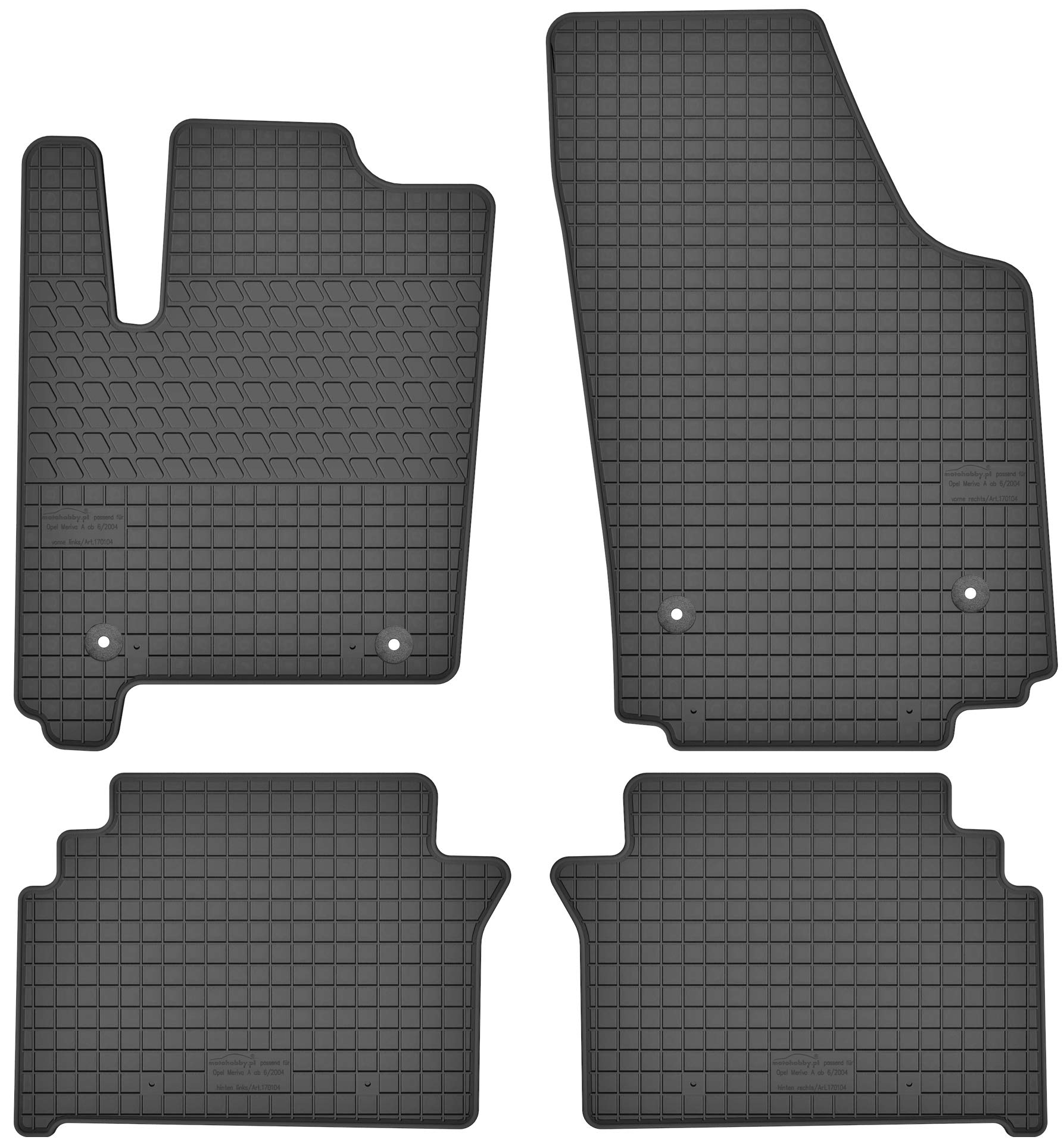 Gummimatten Gummi Fußmatten Satz für Opel Meriva A (2002-2010) von Motohobby