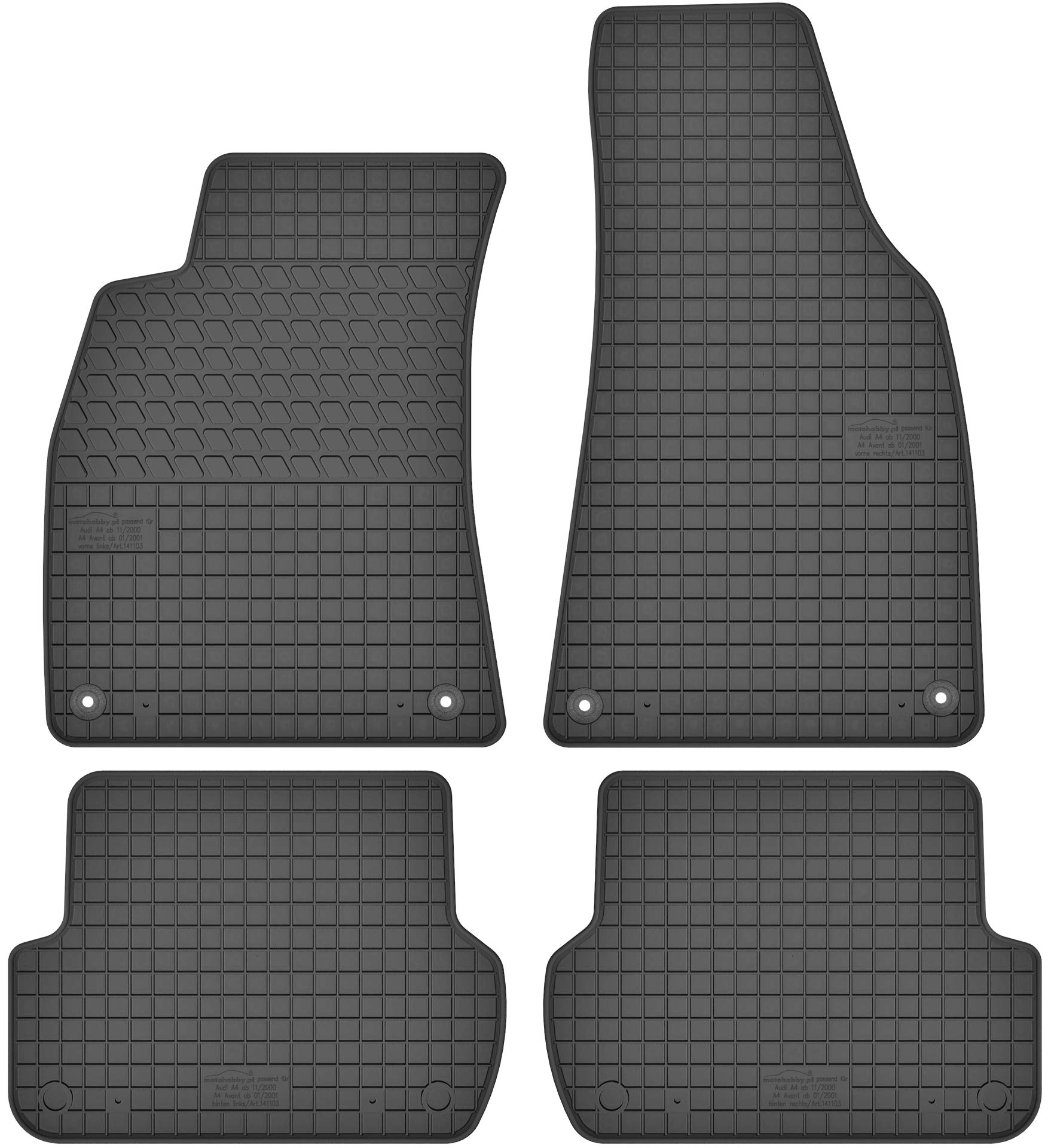 Gummimatten Gummi Fußmatten Satz für Audi A4 B6 / B7 / Seat Exeo - Passgenau von Motohobby
