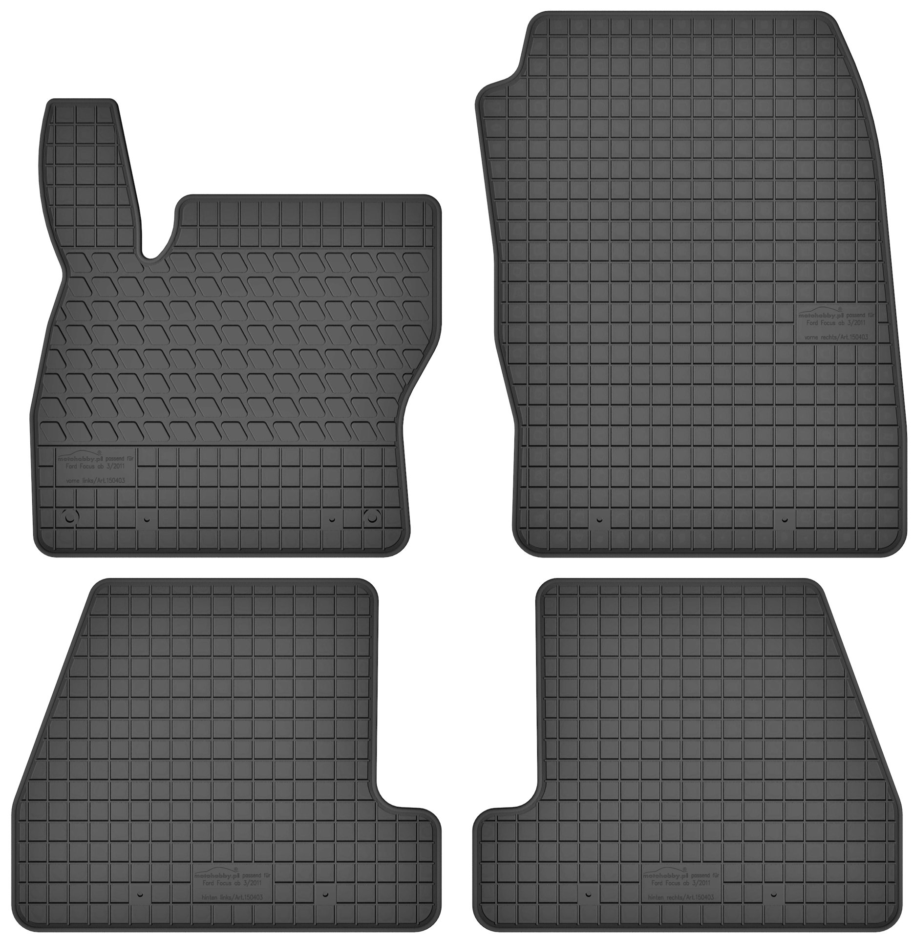 Gummimatten Gummi Fußmatten Satz für Ford Focus MK3 (2010-2018) - Passgenau von Motohobby