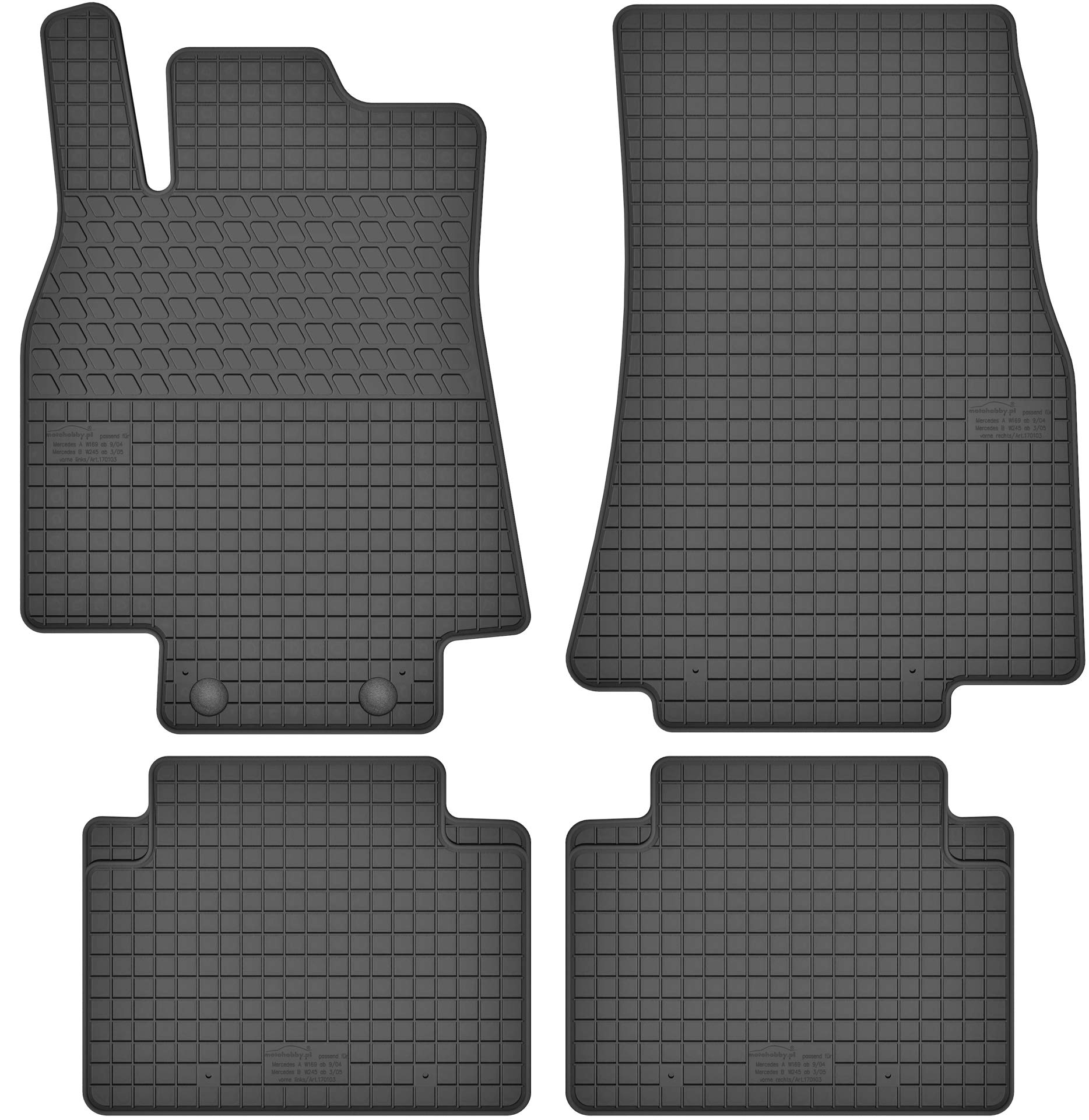Gummimatten Gummi Fußmatten Satz für Mercedes-Benz A-Klasse W169 (04-12) / B-Klasse W245 (05-11) - Passgenau von Motohobby