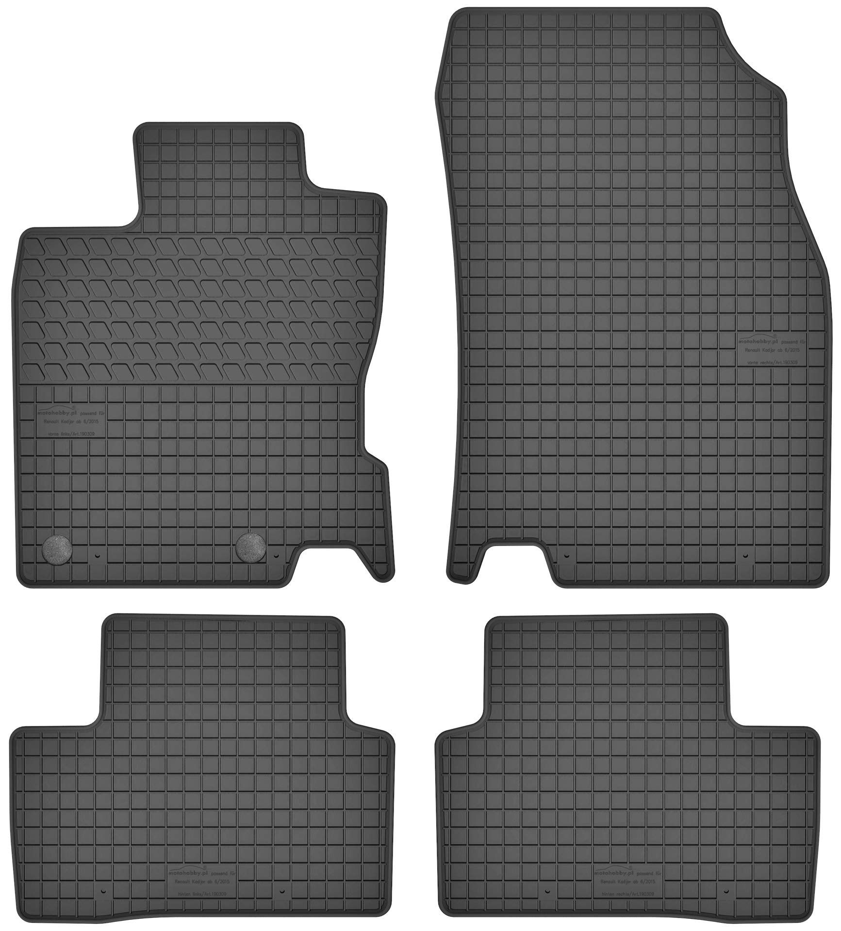 Gummimatten Gummi Fußmatten Satz für Renault Kadjar (ab 2015) - Passgenau von Motohobby