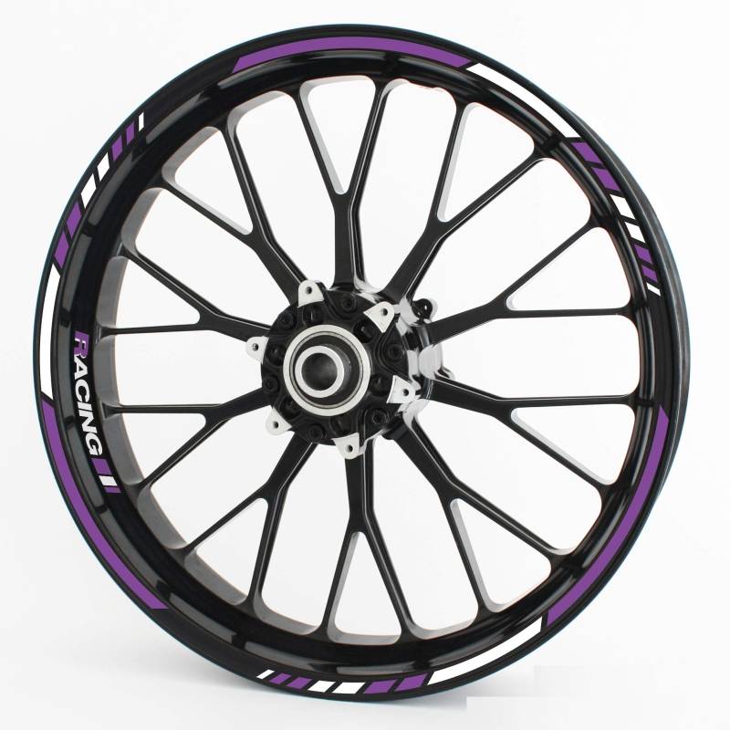 Felgenrandaufkleber RS - Komplettset für 15" 16" 17" 18" 19" - Farbe & Design wählbar - Lila, Design 1 von Motoking