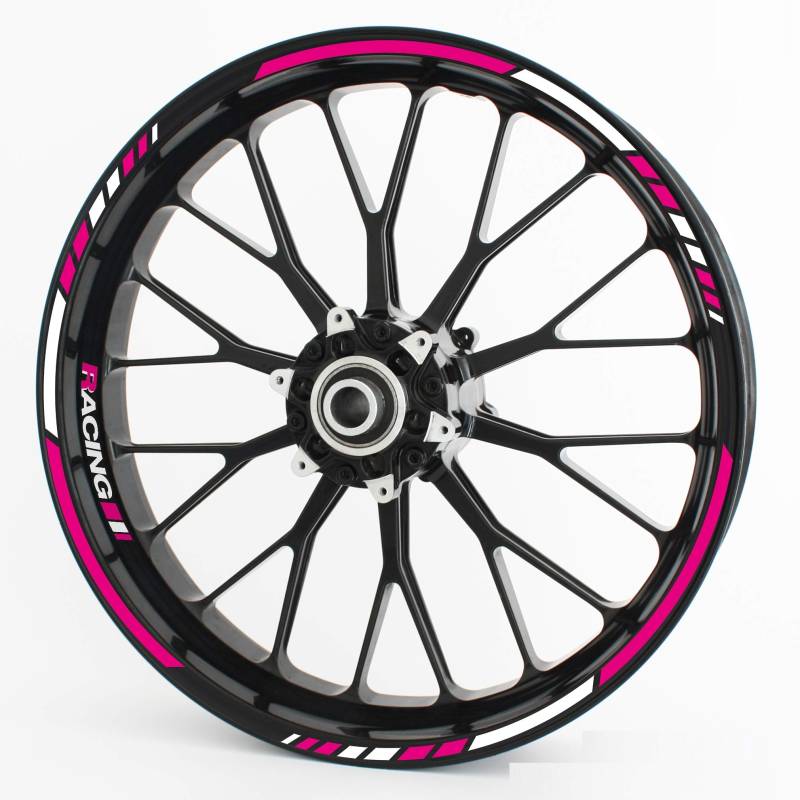 Felgenrandaufkleber RS - Komplettset für 15" 16" 17" 18" 19" - Farbe & Design wählbar - Pink, Design 1 von Motoking