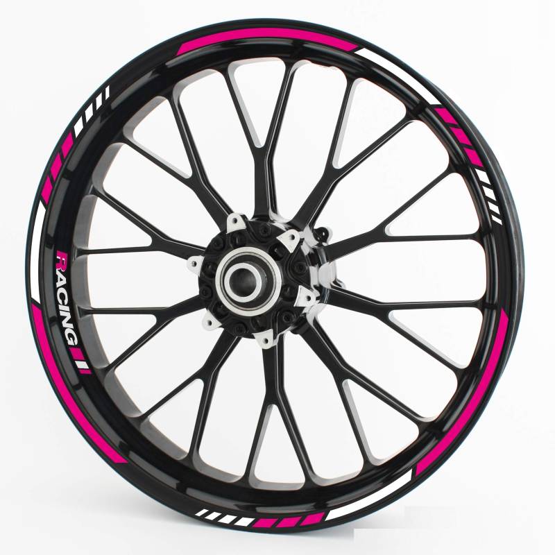 Felgenrandaufkleber RS - Komplettset für 15" 16" 17" 18" 19" - Farbe & Design wählbar - Pink, Design 2 von Motoking