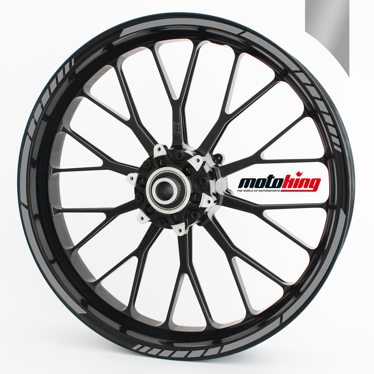 Felgenrandaufkleber im GP Design - Vorgekrümmt für 20" bis 24" - Felgenaufkleber - Für Motorrad, Auto & mehr - Farbe: Silber Matt Felgenrandaufkleber im GP Design - Vorgekrümmt für 20" bis 24" - Felgenaufkleber - Für Motorrad, Auto & mehr - Farbe: Silber Matt von Motoking