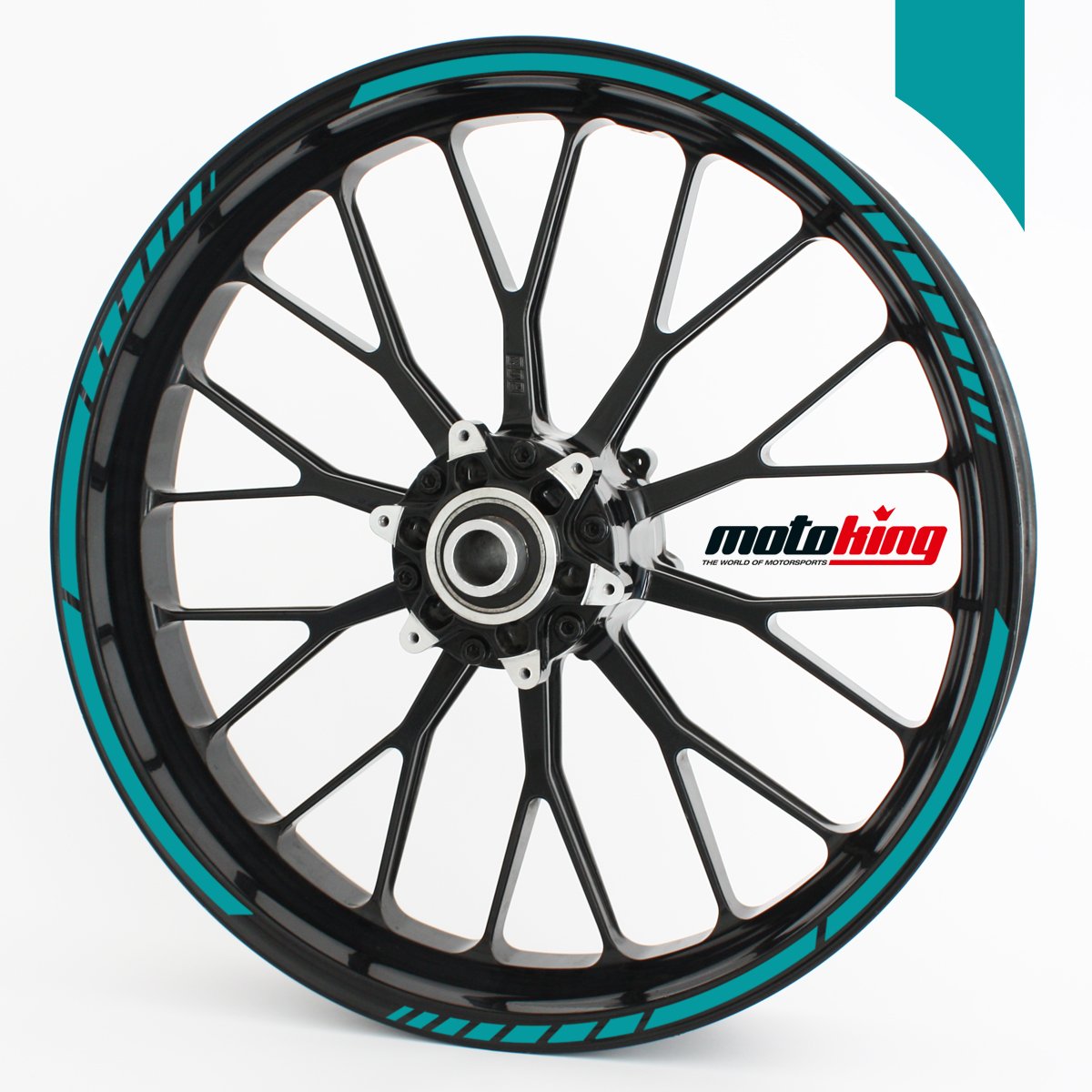 Felgenrandaufkleber im GP Design - Vorgekrümmt für 20" bis 24" - Felgenaufkleber - Für Motorrad, Auto & mehr - Farbe: Türkis Matt Felgenrandaufkleber im GP Design - Vorgekrümmt für 20" bis 24" - Felgenaufkleber - Für Motorrad, Auto & mehr - Farbe: Türkis Matt von Motoking
