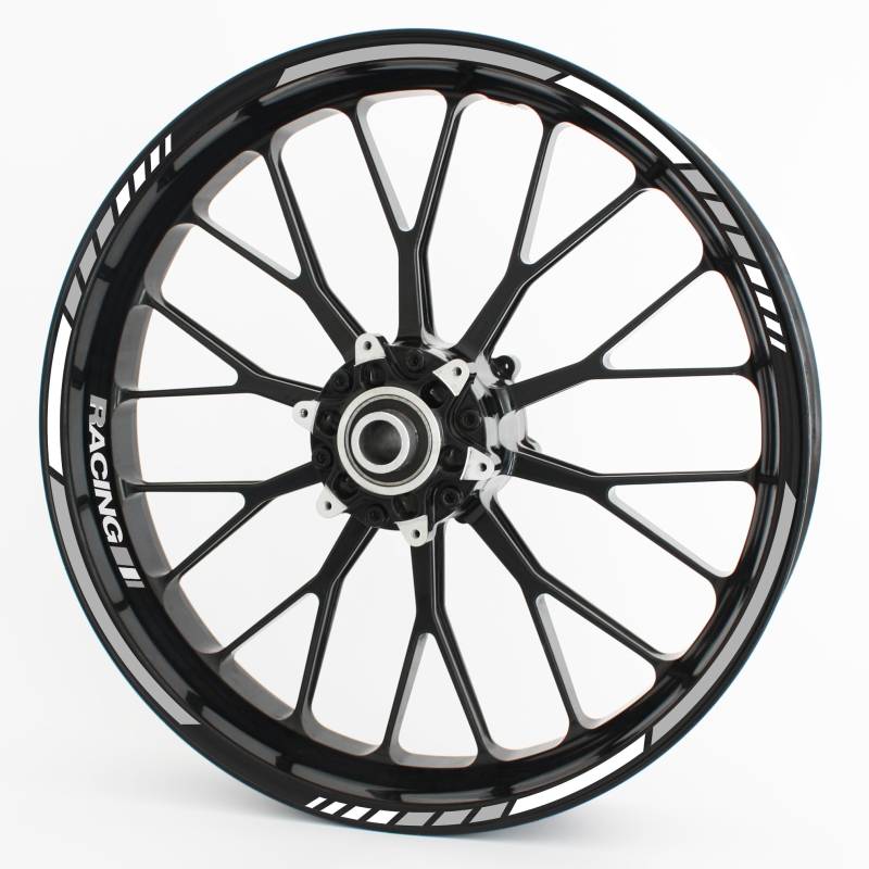 Felgenrandaufkleber im RS Design - Vorgekrümmt für 20" bis 24" - Felgenaufkleber - Für Motorrad, Auto & mehr - Farbe: Grau Design 2 von Motoking
