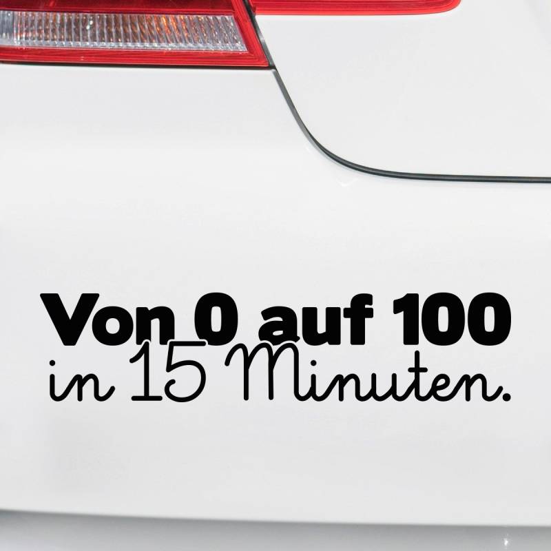 Motoking Autoaufkleber - Lustige Sprüche & Motive für Ihr Auto - Von 0 auf 100 in 15 Minuten. - 12 x 2,8 cm - Gold Seidenmatt von Motoking