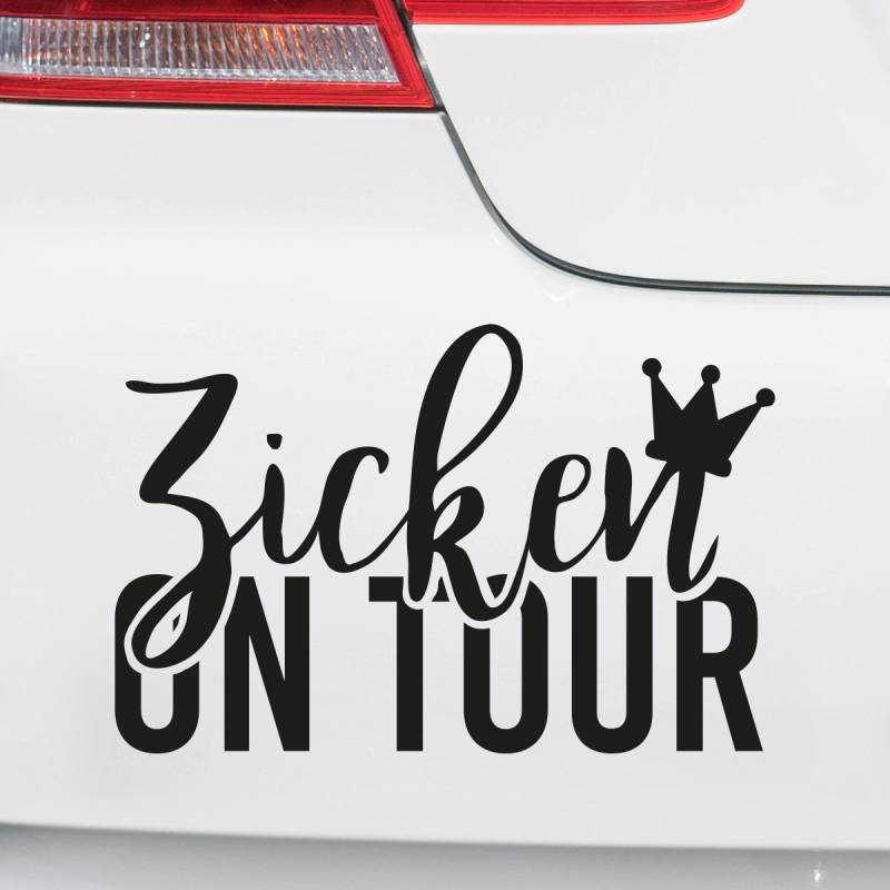 Motoking Autoaufkleber - Lustige Sprüche & Motive für Ihr Auto - Zicken on Tour - 12 x 7,7 cm - Gold Seidenmatt von Motoking