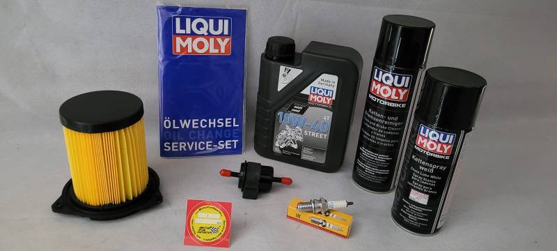 Wartungs - Set Brixton BX 125 mit Öl, Zündkerze, Luftfilter, Kraftstofffilter und Kettenpflege von Motor Fun Sports