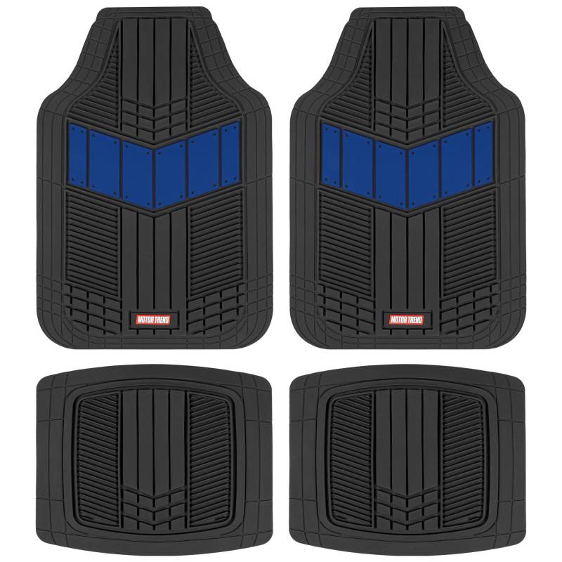 DualFlex zweifarbige Gummi-Auto-Fußmatten für Autos, SUVs, Vans, LKWs, Kanalabtropfer, Allwetterschutz, blau (MTX101) von Motor Trend