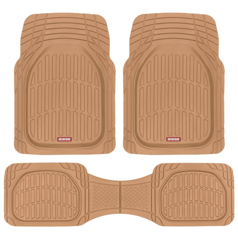 Motor Trend 923-BG beige FlexTough Contour Liner - Deep Dish Heavy Duty Gummi Fußmatten für Auto SUV LKW & Van - Allwetterschutz Universal Trim to Fit (Hellbraun) von Motor Trend