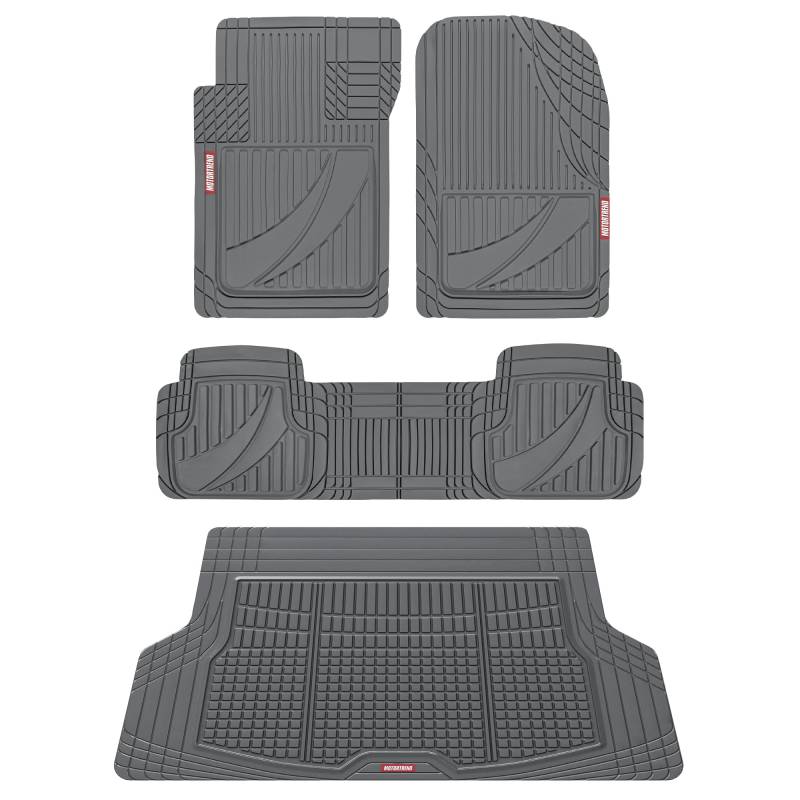 Motor Trend PRO793 Premium FlexTough Full Combo Advanced Performance Front & Rear Protection Cargo Mat Liner - w/Traction Grips & Complete Universal Design grau M793M985 von Motor Trend