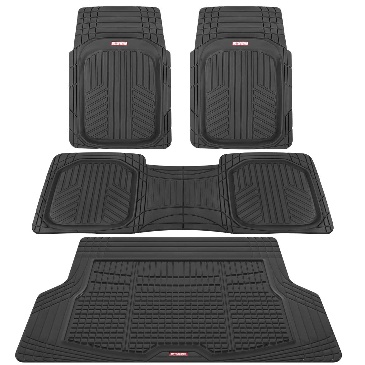 Motor Trend Premium FlexTough Plus All-Protection DeepDish Fußmatten vorne und hinten mit Kofferraum-Cargo-Liner – Kombi-Set – Allwetter-Traktionsgriffe, Schwarz Motor Trend Premium FlexTough Plus All-Protection DeepDish Fußmatten vorne und hinten mit Kofferraum-Cargo-Liner – Kombi-Set – Allwetter-Traktionsgriffe, Schwarz von Motor Trend