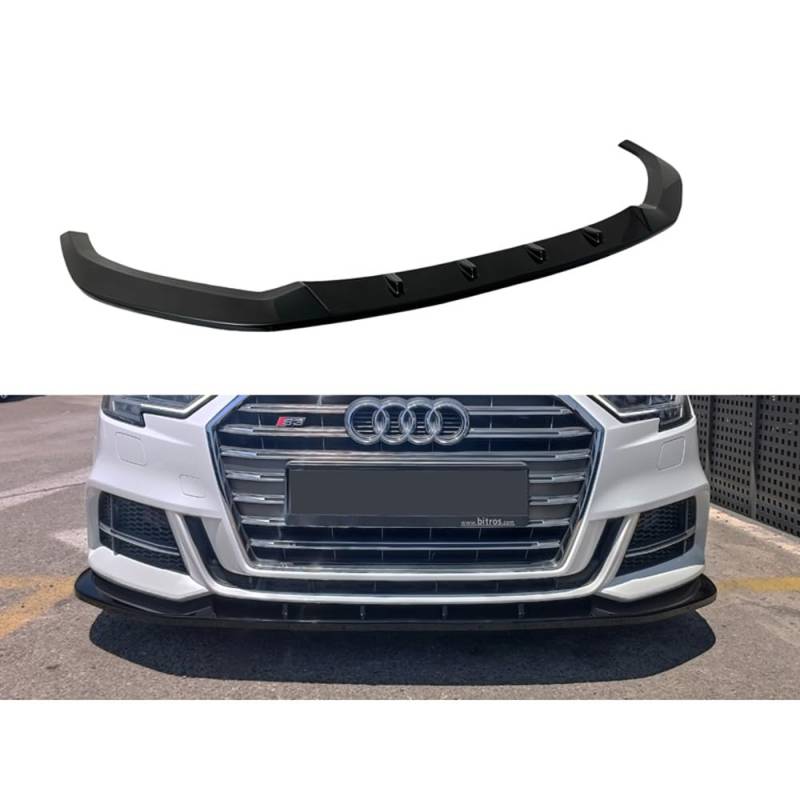 Frontspoiler kompatibel mit Audi A3 (8V) S-Line/S3 Schrägheck/Sportback 2016-2020 Facelift (ABS Glanz Schwarz) von Motordrome