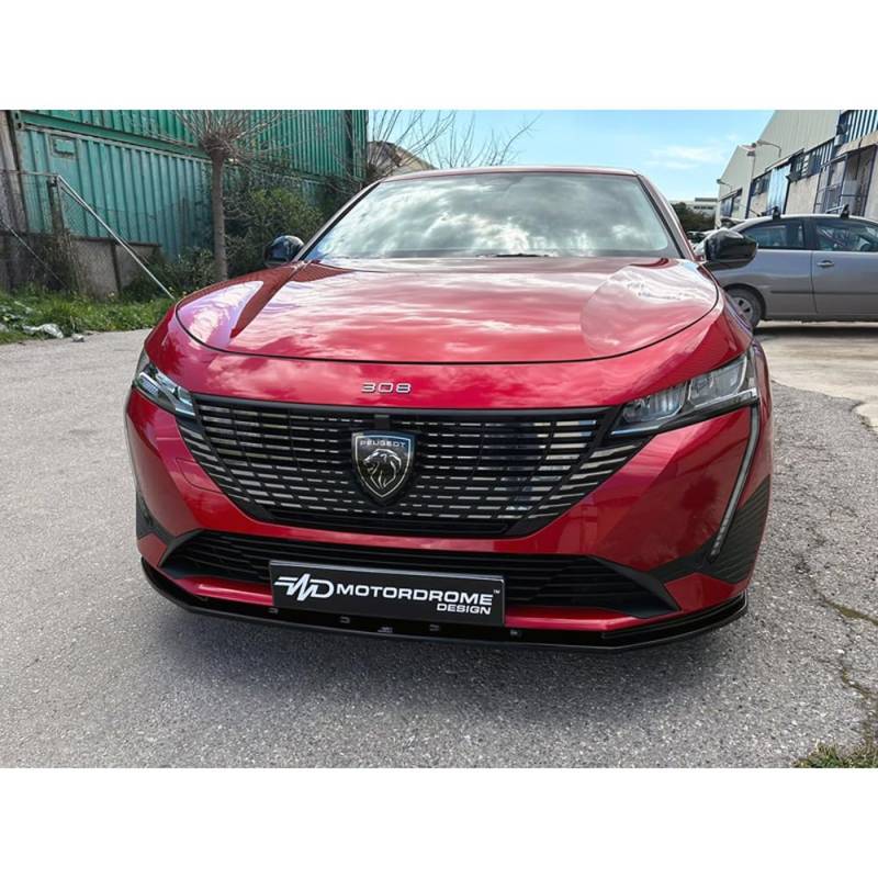Motordrome K189-001 Frontspoileransatz kompatibel mit Peugeot 308 III HB & SW 2021- (ABS Glänzend Schwarz) von Motordrome
