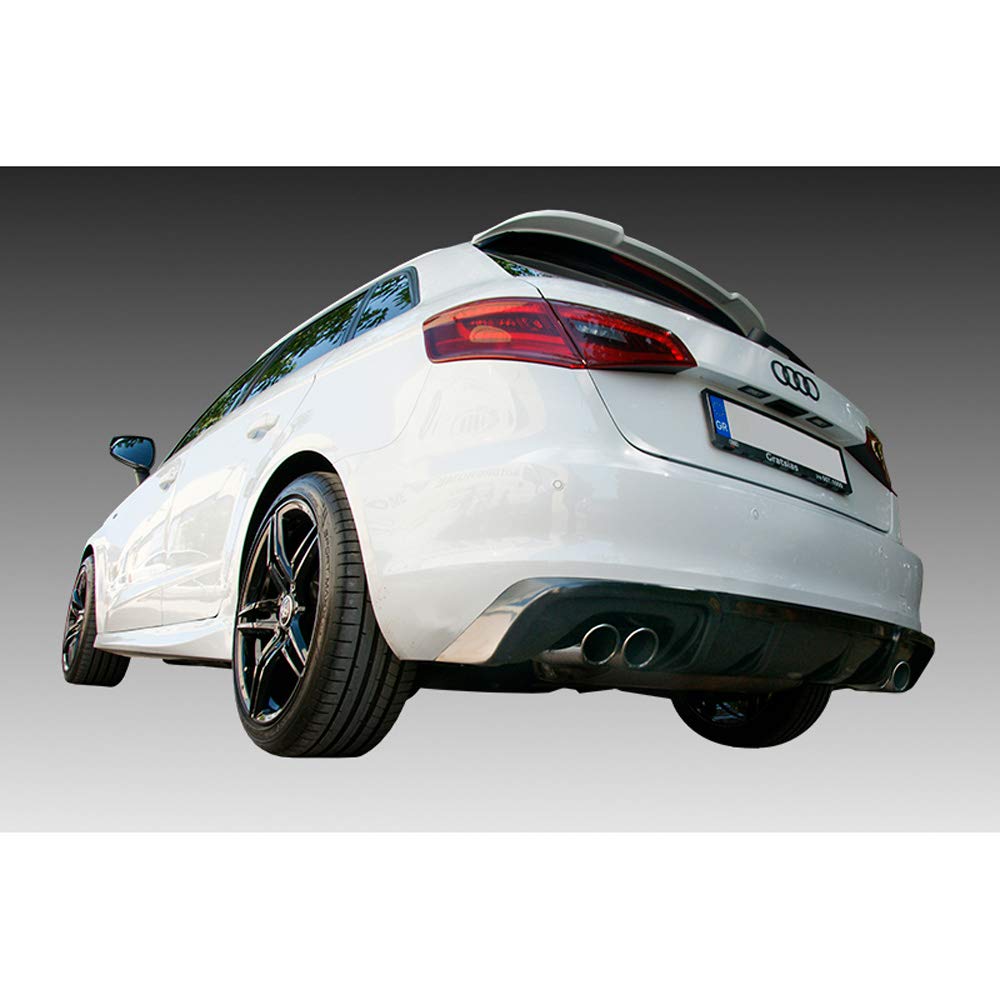 Heckschürzenansatz (Diffuser) kompatibel mit Audi A3 8V Sportback 2012- (Linker+Rechter Auspuffausparung) (ABS) von Motordrome