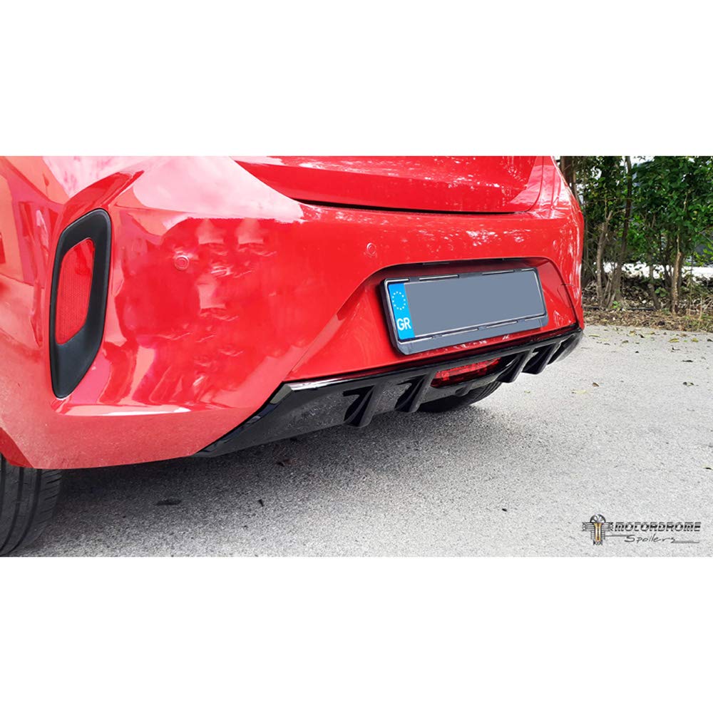 Motordrome Heckschürzenansatz (Diffuser) kompatibel mit Opel Corsa F GS-Line 2019- (mit Einzelauspuff) (ABS) von Motordrome
